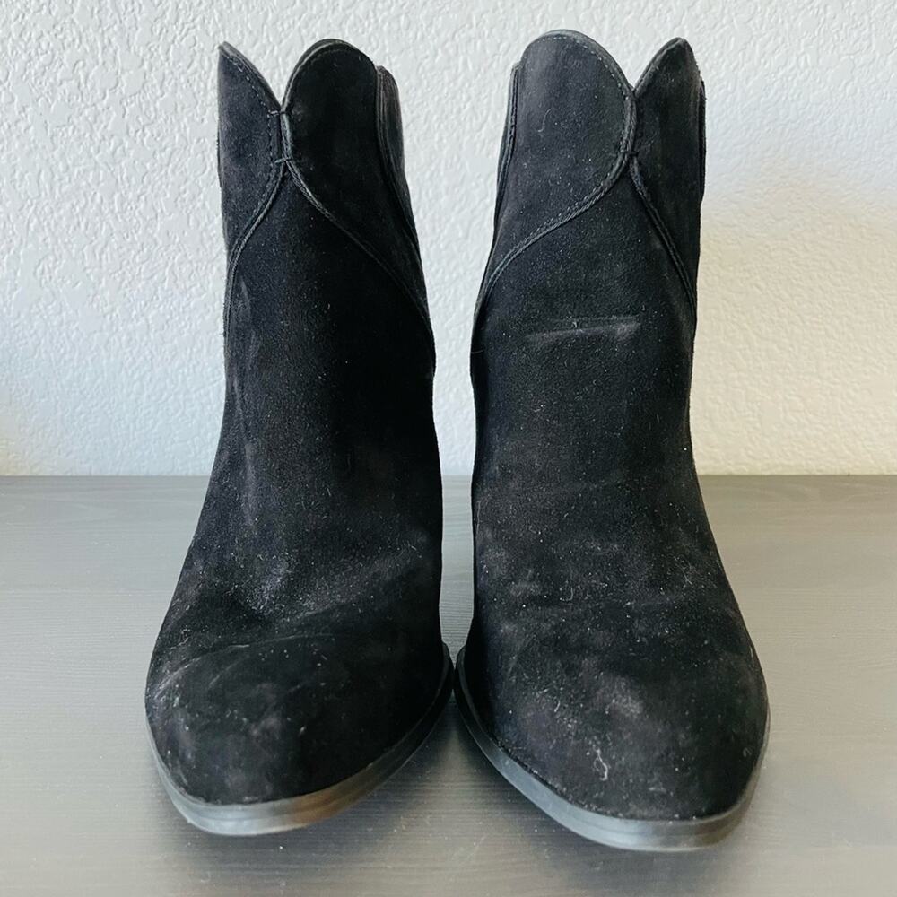 Suede Leather Ankle Boots with Art Deco Seaming and Gold Zipper size 7.5 - Picture 2 of 8
